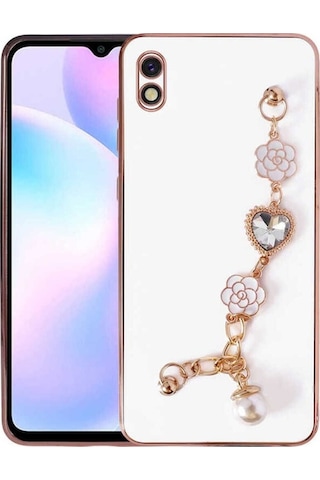 Xiaomi Redmi 9a Kılıf El Tutamaçlı Kamera Korumalı Zore Taka Silikon Kapak Beyaz