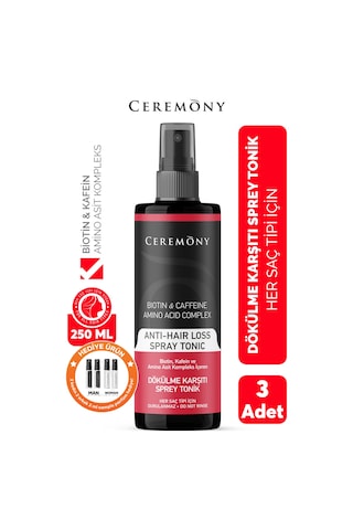 Ceremony Biotin & Caffeine & Amino Acid Complex İçeren Dökülme Karşıtı Sprey Tonik 3 x 250 ML