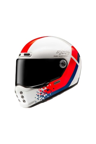 Hjc V10 FQ Retro MC21 Kapalı Kask Beyaz Kırmızı Mavi