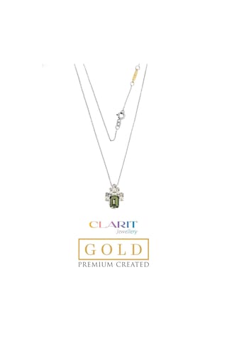 Created Tourmaline Taşlı Clarit Serisi 42 Cm 8 Ayar Beyaz Altın Kolye