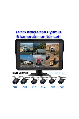 Tarım Araçları İçin 6 Kanallı Monitör Ve 6 Kamera Hazır Set