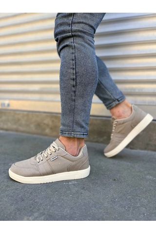 Mevese Camden Bağcıklı Keten Kumaş Erkek Günlük Sneaker Ayakkabı Bej