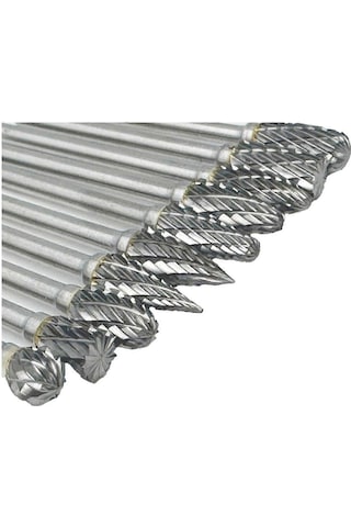 10 Adet Karbür Freze Ucu Seti, 1/8 İnç Döner Alet Uçları, Metal İçin Çift Kesim Tasarımı, Kaiyi