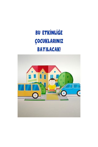 Kağıttan 3 Boyutlu Şehir Yapıyoruz Şablonu, A4 Boyutta Kalın Ve Sert Kağıt.