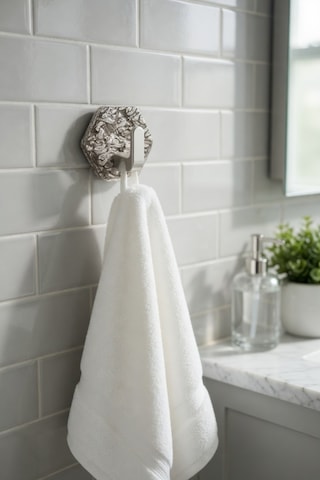 Yapışkanlı Güçlü Buz Desen Lüks 5 Li Duvar Askısı Banyo Mutfak İçin Havlu Askısı Askılık Beyaz