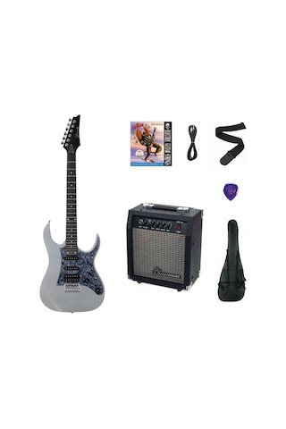 Strauss Esh-22 Ms Elektro Gitar Hss - Metalik Gri Set Anfi-softcase-askı-tel-kablo-pena