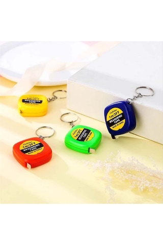 1 M 100 Cm Lik Lacivert Mini Metre Anahtarlık 1 Adet Ebat: 3,3 Cm X 3,3 Cm Sarı Renk 1 M