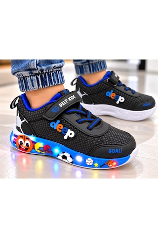 Papucumun Dünyası Çocuk Kız/erkek Işıklı Su İtici Özellikte Rahat Şık Sneaker Siyah