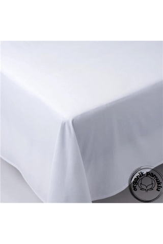 Lotus Home Lüks Pamuklu Düz Beyaz Çarşaf Tek Kişilik 160x240