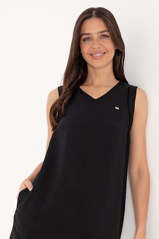 U.S. Polo Assn. Kadın Siyah Keten Karışımlı Mini Boy Dokuma Elbise 50299168-VR046