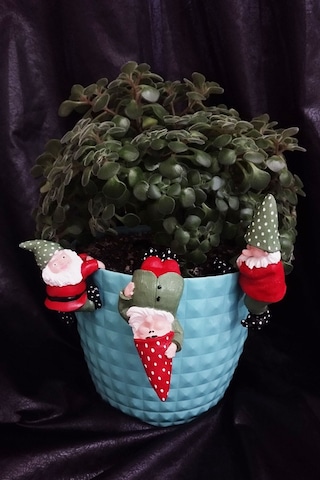 Boyalı Üçlü Noel Baba Teraryum Obje Saksı Süsü Dekoratif Obje 3 Adet