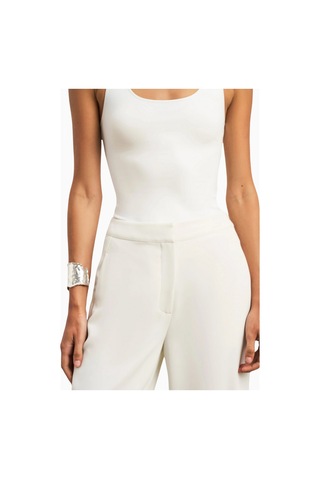 Because Of Alice Effortless Wide Leg Trousers Geniş Paça Dökümlü Kadın Pantolon Beyaz