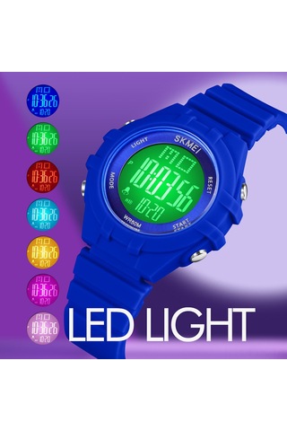 Xindoker Skmeı 1716 Çocuklar İçin Dijital Saat - 7 Renkli Led Arka Işığı, Zaman/hafta/tarih/alarm, 5atm Su Geçirmez Spor Silikon Kol Saati Siyah Çok Renkli