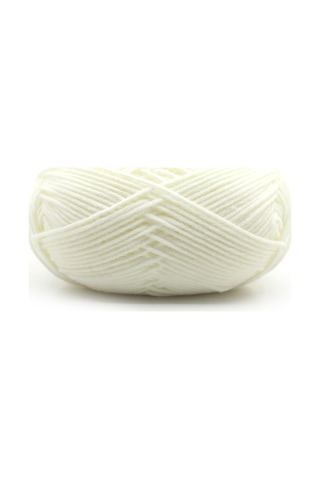 Leezsing Yumuşak Bakım 4 Katlı Pürüzsüz Süt Pamuk İpi - Bebek Triko, Şapka, Eşarp İçin Uygun - Beyaz Süt Beyazı