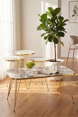 Storeşahin Zigon Sehpa Ve Orta Sehpa Kr Set Gold Efes Tel Shn0720