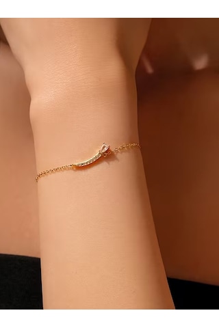 925 Ayar 18k Altın Kaplama Elif Yıldız Zirkon Bileklik Sarı