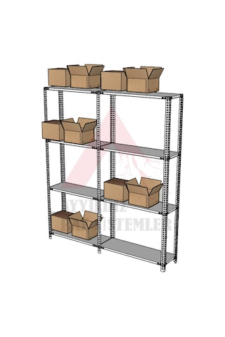 4 Katlı 2'li Beyaz Renk Çelik Raf - Depo, Arşiv, Kiler, Dosya, Market Rafı 43x93 Cm-200 Cm Beyaz