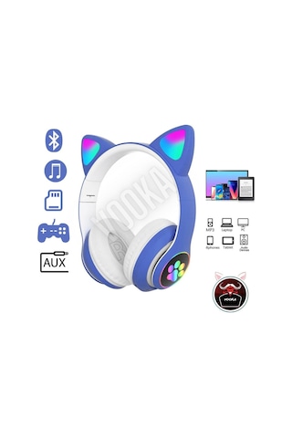 Toygo Kedi Kulaklık 5.0 Akıllı Rgb Led Detaylı Bluetooth Kablosuz Kulaklık Çocuk Oyuncu Yeni