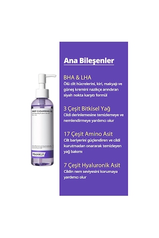 Frankly Bha İçeren Siyah Nokta Arındırıcı Derinlemesine Makyaj Temizleme Yağı 200 ML