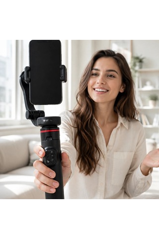 Aı Yüz Takipli Gimbal Selfie Stick Bluetooth Kumandalı Teleskopik Tripod