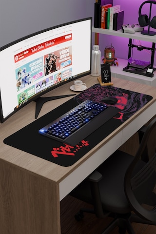 Berserk Kaymaz Dikişli Kauçuk Oyuncu Mousepad V5 - 90x40 Xxl Gaming Mouse Pad Fare Altlığı