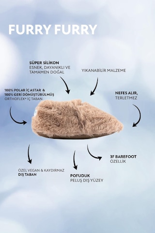 Hopfrög Kids Furry Bej Kürk Barefoot Patik Bej