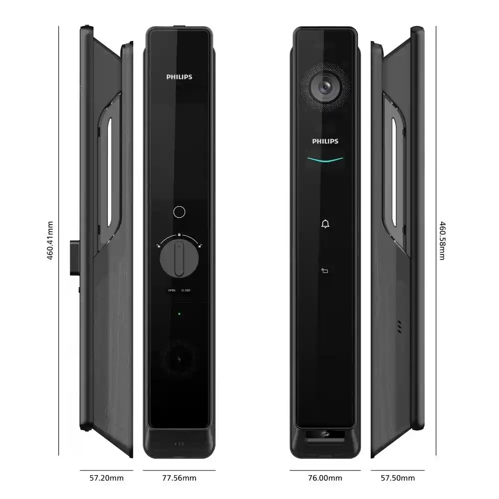 Philips Akıllı Kilit Ddl902-mfvp-11hws , Üç Kameralı, Yüz Tanıma, Avuç Tanıma, Wifi Siyah
