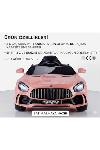 Öykü Bebek Dünyası 444 Gtr 12 Volt Lüks Akülü Araba Açık Pembe