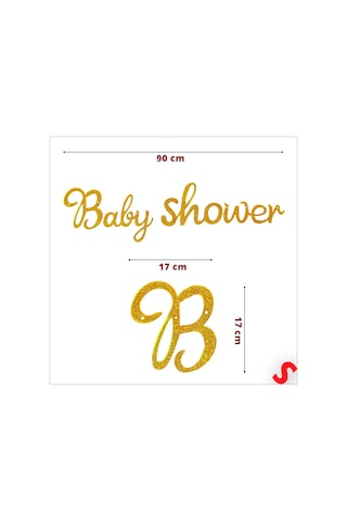 Baby Shower Simli Folyo Karton Banner, 90 Cm - Altın Diğer