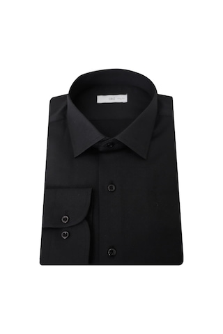 UKİ Uki Siyah Saten Slim Fit Klasik Gömlek SİYAH