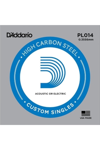 D'addario Pl014 Elektro Ve Akustik Tek Tel Plain Steel 014