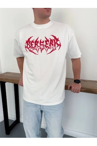 Vexor Erkek Baskılı T-shirt Yazlık Kısa Kol Bisiklet Yaka Rahat Kalıp Tişört - Beyaz
