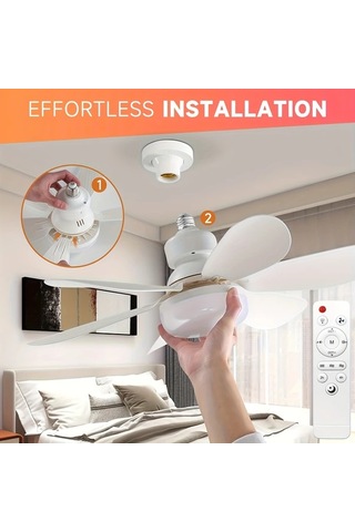 Dashanshop Xbate 52.07 Cm Akıllı Tavan Fanı Lambası Uzaktan Kumandalı 3 Hızlı Rüzgar Ayarlanabilir Led E26 E27 Vida Tabanı Beyaz