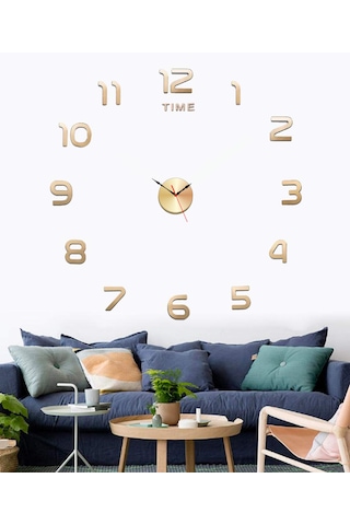 Bağımsız Parçalı Rakkamlı Harf Duvarda Kabartma Altın Gümüş Renk Büyük Dıy Clock Ev Ofis Duvar Saati Çok Renkli