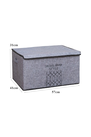 Keçe Kapaklı Çok Amaçlı Mega Plus Kutu Gri 57x41x31 Cm