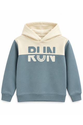 Ta&ce Kıds Tace Kıds Erkek Çocuk Kapüşonlu Sweatshirt Mavi - Ekru Renkli Ve Ön Baskılı Ekru - Mavi