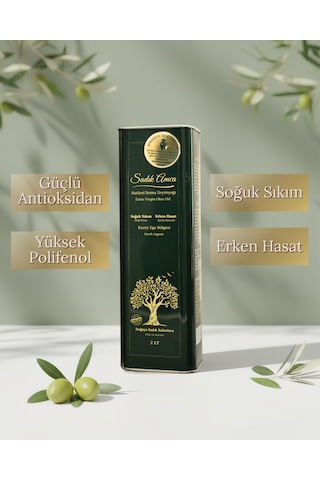 Erken Hasat Soğuk Sıkım Natürel Sızma Zeytinyağı 2 Lt.x2 Özel Tasarım Teneke