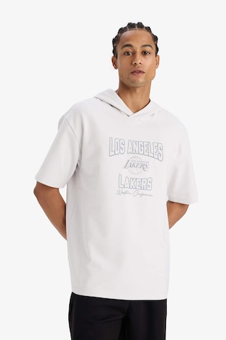 Defacto Defactofit Nba Los Angeles Lakers Boxy Fit Kapüşonlu Sırt Baskılı Kısa Kollu Tişört E8766ax25augr519 Gri