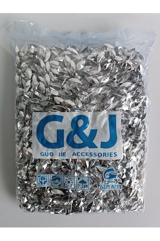 Akrilik Baklava Model Takı Boncuk Nikel Renk 15x7mm 2000 Adet
