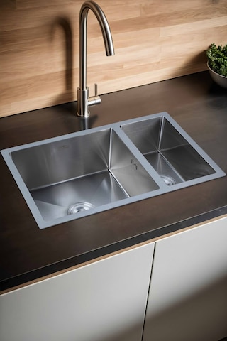 Uka Serisi %100 Krom 70x45 Paslanmaz Mutfak Eviyesi, Mutfak Lavabosu Sifon Dahil Silver