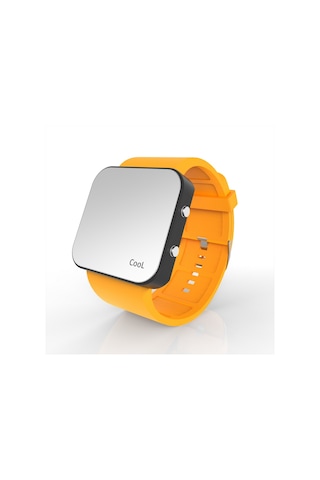 Cool Watch Saat - Siyah Led Kasa - Turuncu Kayış Unisex Pembe