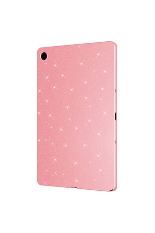 Samsung Galaxy Tab S10 Lite / S10 Fe / S9 Fe 10.9 Uyumlu Simli Parlak Koton Tablet Kılıf Standlı Koruyucu Kapak Açık Pembe