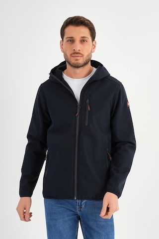 Alexander Gardi Alexandergardı Fermuarlı İçi Polarlı Su İtici Softshell Kumaş Kapüşonlu Mont E24-mnt-01 Lacivert