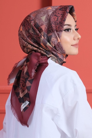 Afvente Paisley Desen Bordo Pamuk Eşarp