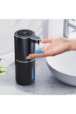 Techbloom 12.85oz Dokunmatiksiz Sensorlu Otomatik Sabunluk - Black Window Bottle Liquid Type Duvara Monte Sarj Edilebilir Modern Siyah Tasarim Banyo Ve Mutfak 11.8x5cm Çift Kişilik