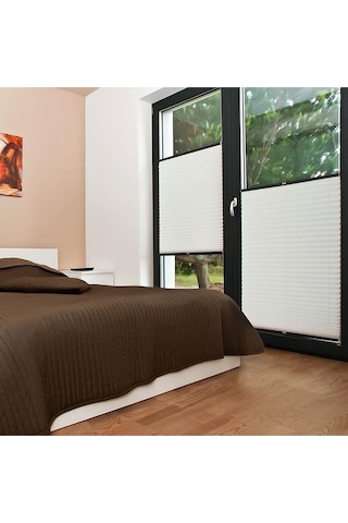 Perdema Yapışkanlı Blackout Plise Karartma Cam Balkon Perdesi - Ofis Perdesi - Mutfak Perdesi - Salon Gri V04