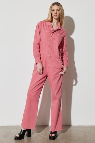 Kick Flare Regular Fit Normal Kesim Gömlek Yaka Geniş Paça Pembe Tulum W237XMP63 Pembe