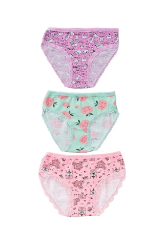 Pemilo Kız Çocuk 840 Desenli 3'Lü Slip Renkli