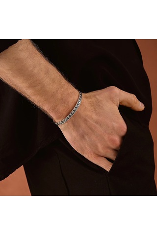 925 Ayar Gümüş Kurukafa Motifli Unisex Kelepçe Bileklik Gümüş