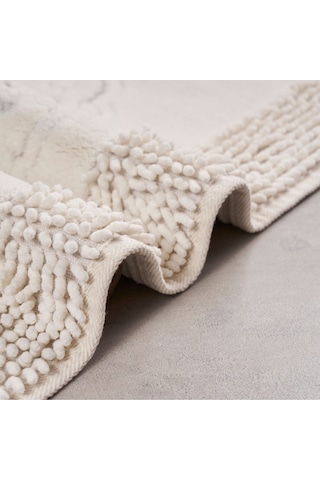 Tiffany 2'li Pamuklu Klozet Takımı, Krem Banyo Paspas Seti 60 x 100 / 50 x 60 CM Krem